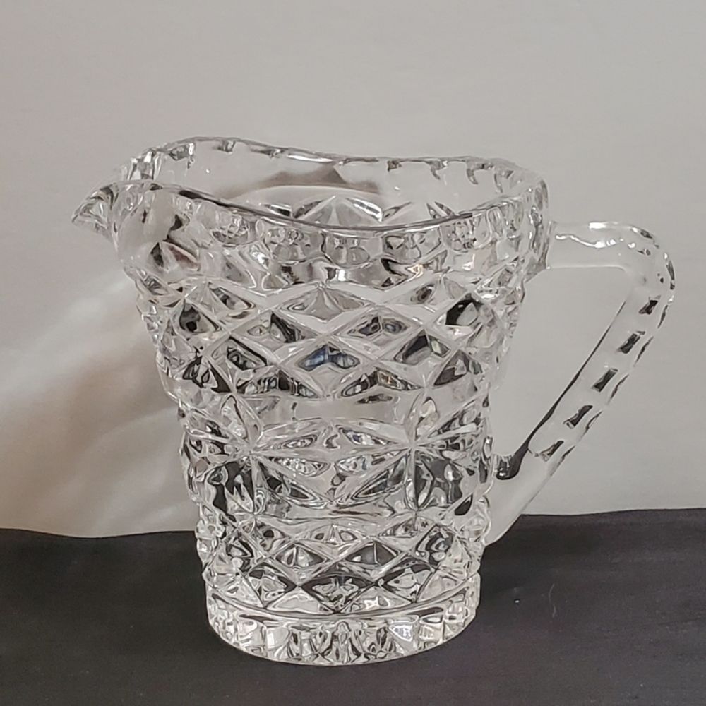 Vintage Diamond Cut Depression Glass Creamer - Picture 1 of 5